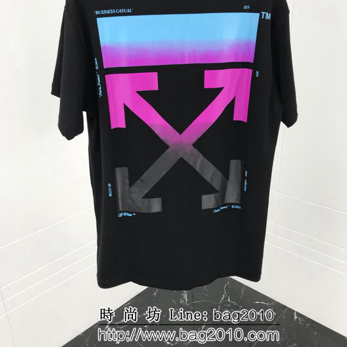 OFF-white19ss春夏新款 漸變色箭頭 精梳棉短袖 男女同款 ydi1454
